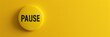 A prominent pause button stands out on a yellow background, ideal for concepts of stopping activity or taking a break.