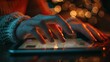 Hand swiping on a tablet screen, tight shot, interactive technology, digital browsing, touch gesture 