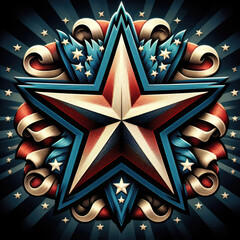 4th of July Independence Day of America logo and background