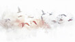 Digital painting of birds symbolizing divine grace on white background.