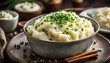 Mashed potatoes with green onion and spices.
