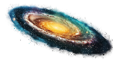 Wall Mural - a blue galaxy isolated on transparent background.