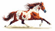 American Paint horse galloping. Stallion equine animal