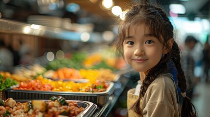 Wall Mural - Children attending a cooking class or food tasting event, exploring different cuisines and flavors on Children's Dayillustration