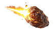 A meteor with fire trail on transparent background.