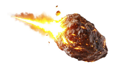 Wall Mural - A meteor with fire trail on transparent background.