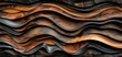 Abstract black brown wood art texture colorful background with wood veneer waving waves overlapping layers