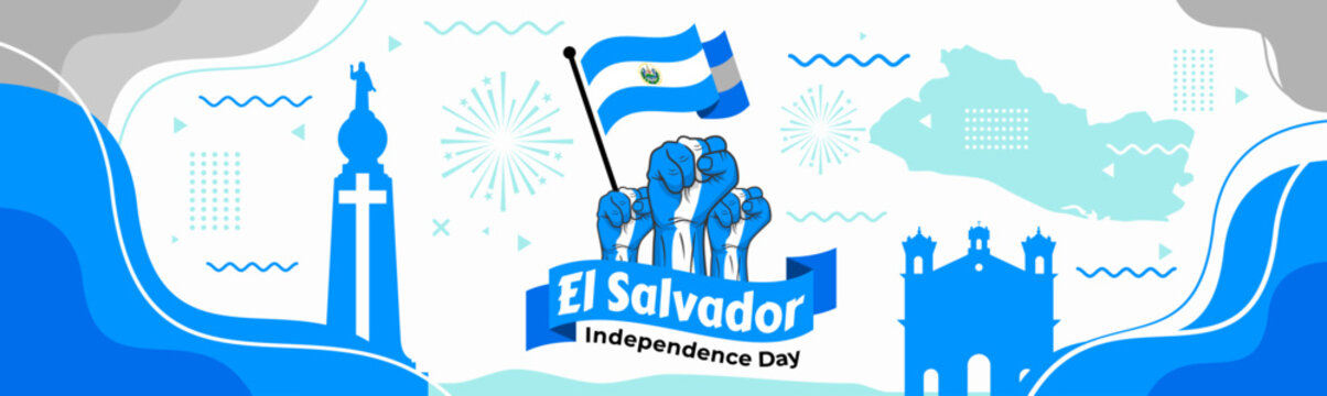 El Salvador Independence Day Banner National holiday celebrated on September 15. Vector template for banner, greeting card, flyer, etc.

