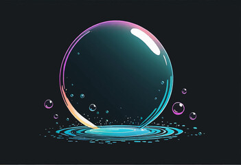 Poster - Minimalist Doodle of Water Bubble in Hand-drawn Sketch Style