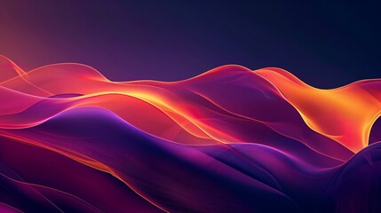 Wall Mural - smooth gradient transitions from purple to orange, with the bottom edge of each color forming curved lines that glow slightly. The dark blue background