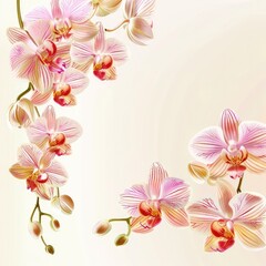 Poster - Pink Orchids on Gentle Gradient - Vibrant pink orchid flowers bloom gracefully against a soft, warm gradient background, illuminating beauty and elegance