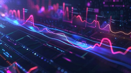 Poster - chart of business data graph diagram and growth financial graphic report information on futuristic f