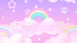 3d rendered cartoon rainbow sky.