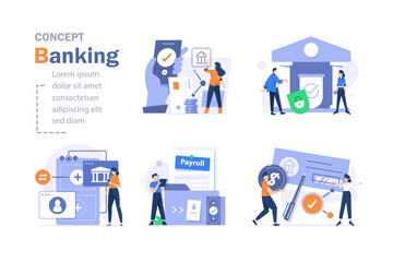 Poster - Payment,Characters paying online,financial savings and money exchange concept