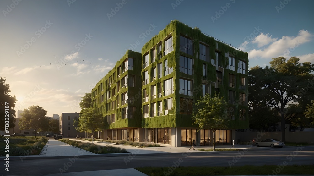 View of In order to reach net zero energy usage, a green building development ...