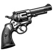 classic revolver, showcasing intricate design and craftsmanship sketch engraving generative ai PNG illustration. Scratch board imitation. Black and white image.