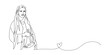 © abcvector - Continuous Line Art of Motherhood, Love pregnant, Happy Mother day card, one line drawing, parent and child silhouette hand drawn. Vector illustration