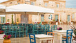 Marzamemi typical restaurant outdoor in the square of Sicily