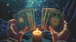 Mystical Tarot Reading Under Starry Night Sky