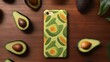 Avocado print phone case AI generated