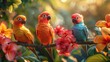 Transport yourself to a tropical paradise where adorable, comical birds chirp and play on a lush branch-1