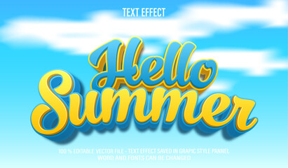 Wall Mural - Hello Summer 3d editable text effect style