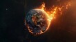 Apocalyptic fire engulfing Earth, symbol of end times, in 8K resolution AI Image