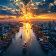 © Steve - Sunset over the Tariff Gateway: Port Scene of Global Trade