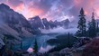 Evening at Moraine Lake taken from the rockpile. It is probably the most iconic Canadian lake. Banff National Park - Alberta