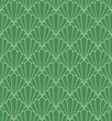 Art Deco seamless pattern design with green colored seashell motifs. Stylized floral seashell vector pattern.