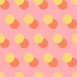 Retro polka dots seamless pattern. Pink, red and yellow geometric pattern design.