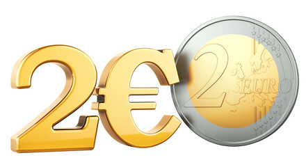 Poster - 2 Euro Coin, 3D rendering isolated on transparent background
