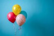 Vibrant, Winsome Confetti Celebration: Colorful Balloons with Festive, Deluxe Background and Matte Texture