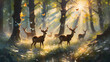 deer portrait sunset in the forest