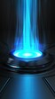 macro view of an iris scanner emitting a blue light