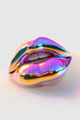 3D Rendering of woman lips in rainbow color. Minimal and abstract shape in colorful gradient style. AI Generative