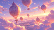 
Sunset Soar
Whimsical hot air balloons rise into a dreamy cotton-candy sky, hearts adrift on the gentle breath of evening.