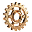 Golden gear or gold cog wheel, luxury vintage gold mechanism
