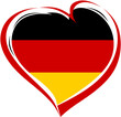 The German flag is in my heart. The national symbol of the Germans. Love of country. Patriotic heart. Love of Germany for travel companies. 