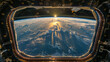 View of planet Earth from a space station window.