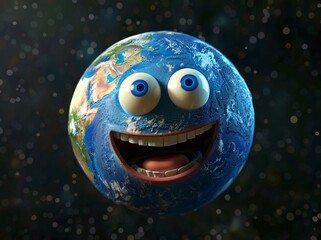 Wall Mural - The earth with a friendly face, 3D