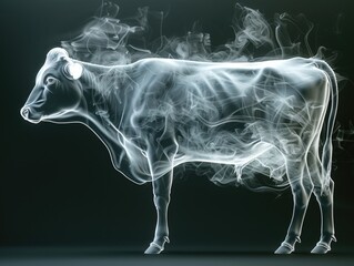 Ox made from smoke, according to the Chinese zodiac sign of the 12 zodiac animals