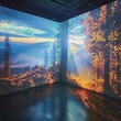 Virtual Window Projections - Envision a technology that uses compact projectors to display live or recorded outdoor scenes on interior walls