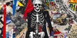 Grunge Skeleton Collage with Urban Street Art Influence
