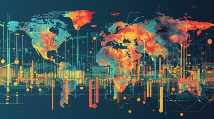 Poster - financial transactions flowing through digital networks