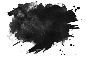 Wall Mural - black color watercolor stain isolated on white or transparent background
