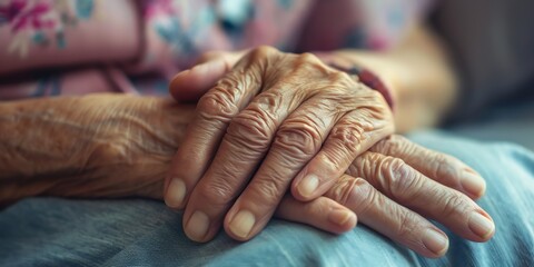 Detail of the hands of an elderly woman