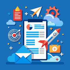 Fototapete - Office workers analyzing and researching business data vector illustration generated by Ai