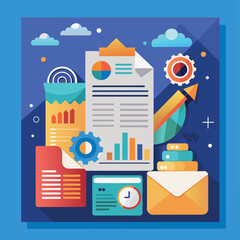Fototapete - finance management report illustration concept chart diagrams vector template generated by ai