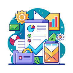 Fototapete - Dashboard template interface admin panel with graphs chart diagrams vector template generated by Ai